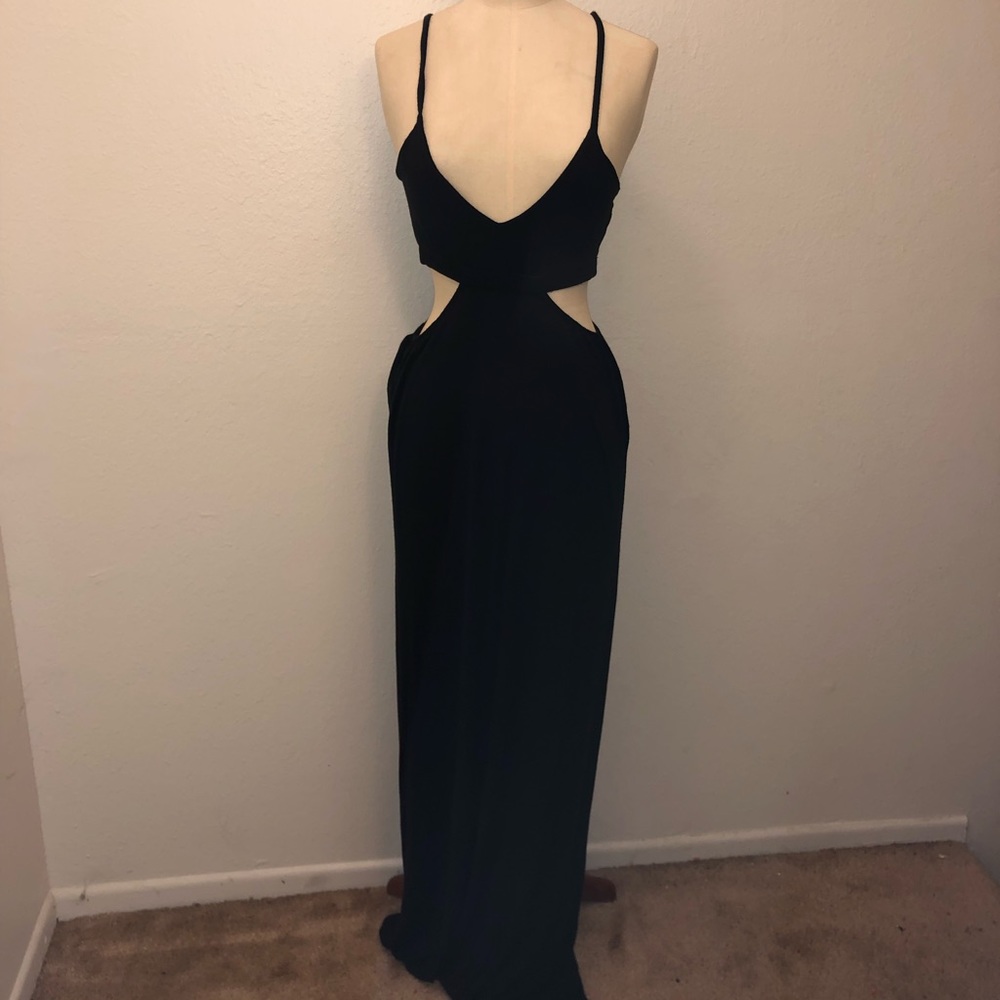 Boohoo Black Long Cutout Dress